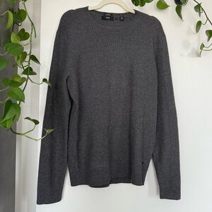 Hugo Boss Unisex or Men’s Charcoal Crewneck Sweater Cotton and Wool Blend